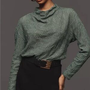 Anthropologie Elegant Green Textured Women's Blouse